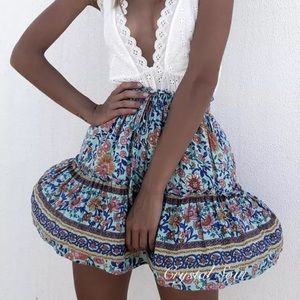 🎉Summer style Floral bohemian mini skirt